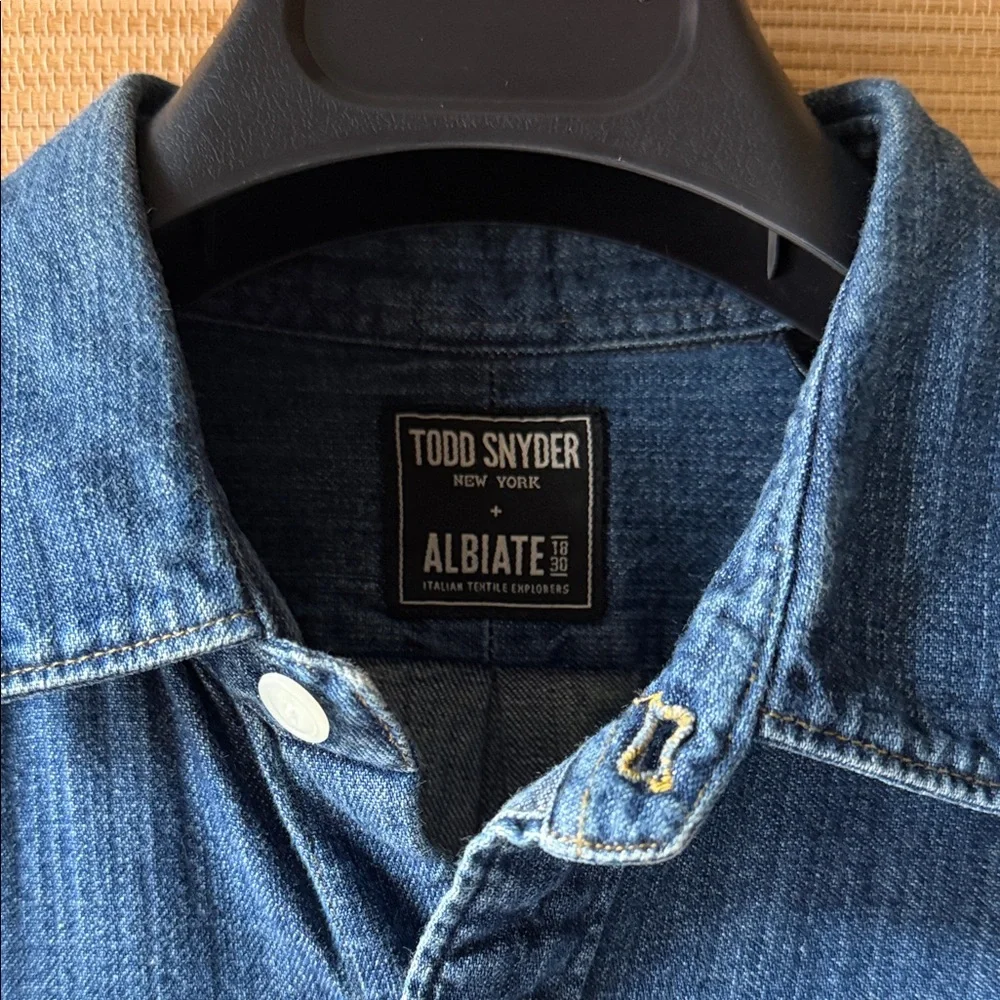 Todd Snyder Indigo Button Down Shirt - Picture 2 of 12